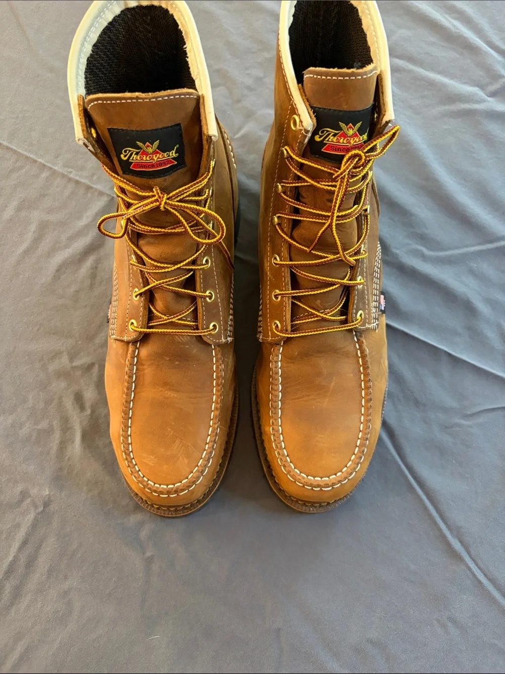 Thorogood Men's Brown Moc Toe Work Boots - Durable Lace-Up Leather waterproof